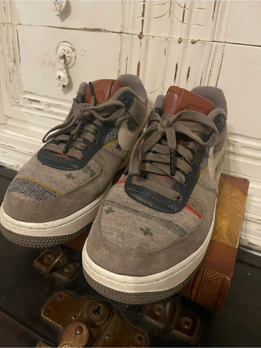 Nike Pendleton Custom Grey Suede Swoosh Low-Top Sneakers
